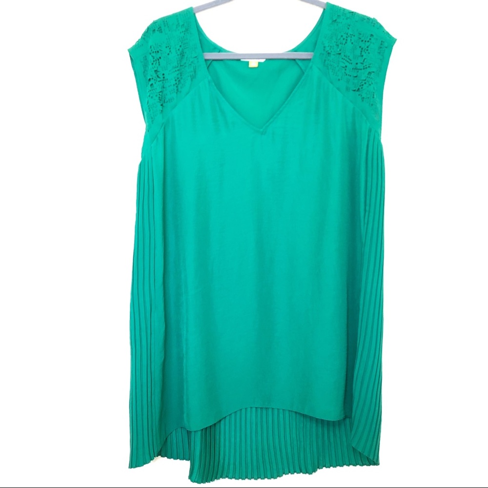 Leifsdottir Anthropologie Clipped Cities Blouse Short Sleeve Green Size 10